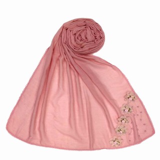Designer cotton one sided hijab- Pink
